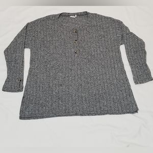 Simple Suzanne Betro Gray Henley Tunic Sweater Size 2X